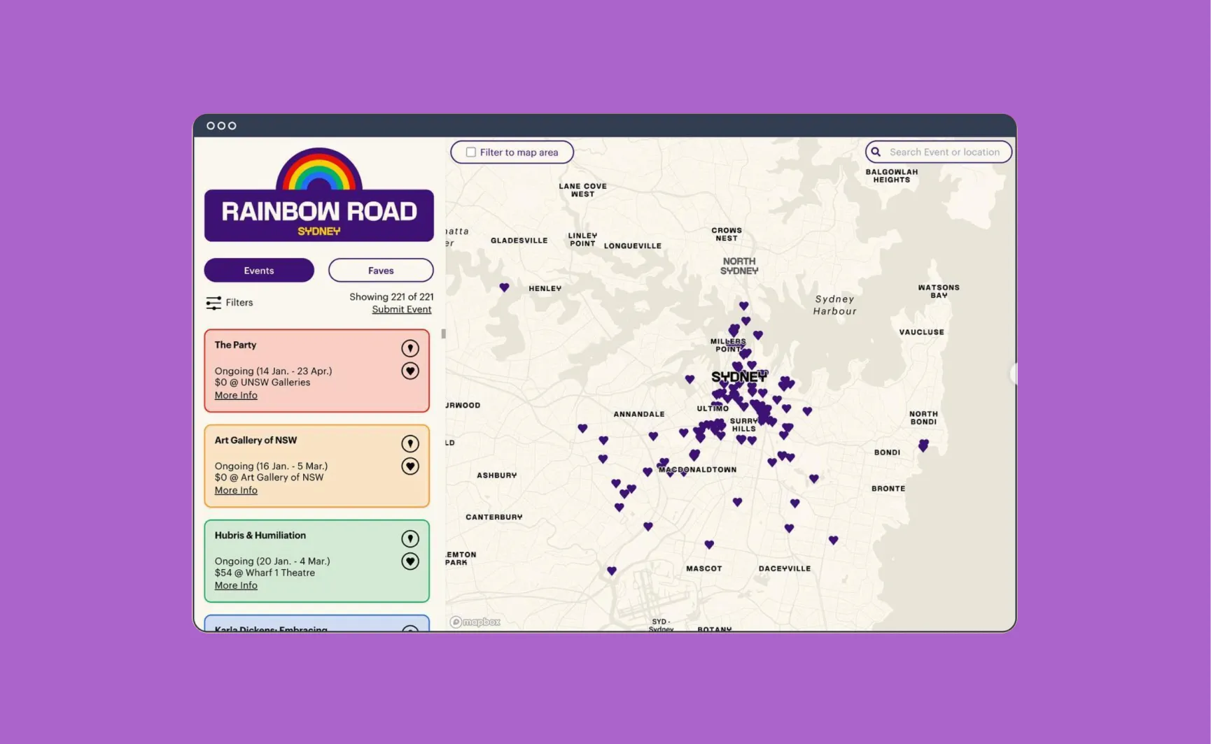 The Rainbow Road interactive map for Sydney World Pride 2023
